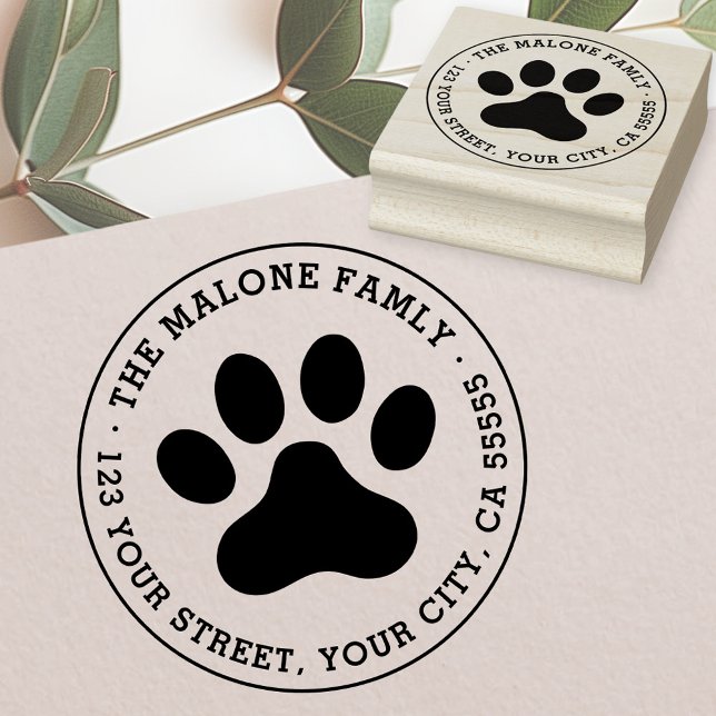 Pet paw print return address rubber stamp (Pet paw print return address rubber stamp)