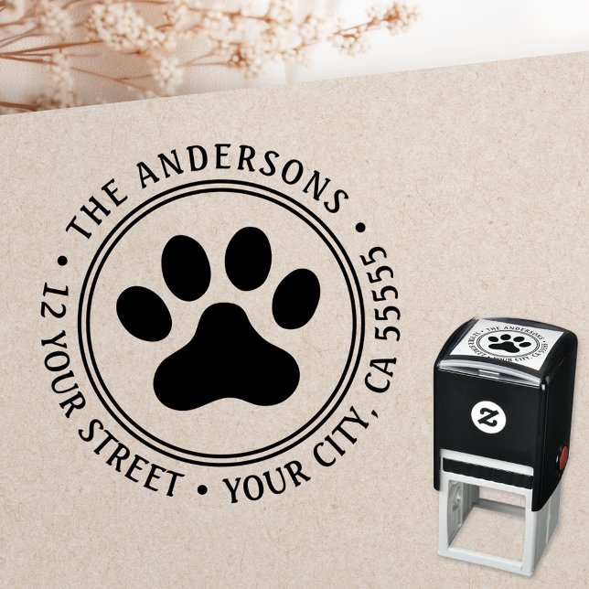 Pet paw print return address self-inking stamp (Pet paw print return address self-inking stamp)