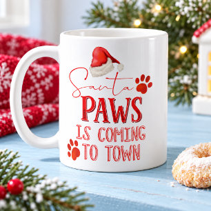 Pet Paw Prints Funny Santa Paws Christmas Gift Coffee Mug