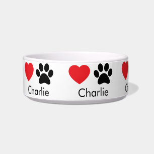 Pet Paw Prints Personalised Name Dog Bowl