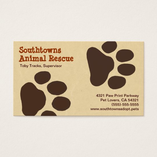 Pet Paw Tracks Animal Lover Business Card