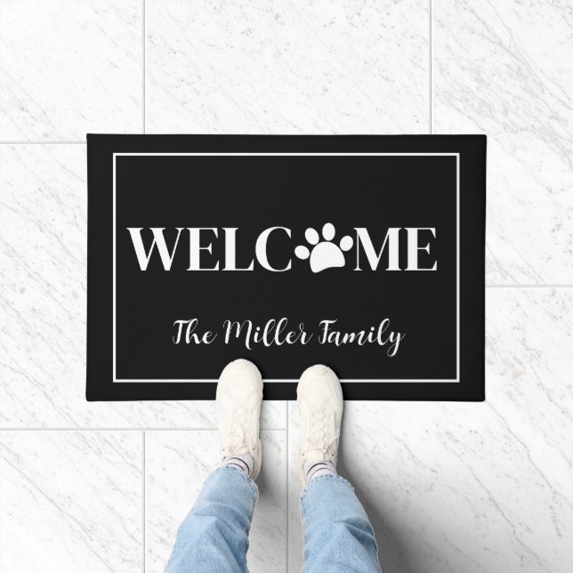 Pet Paw Welcome with Name Doormat (Indoor)