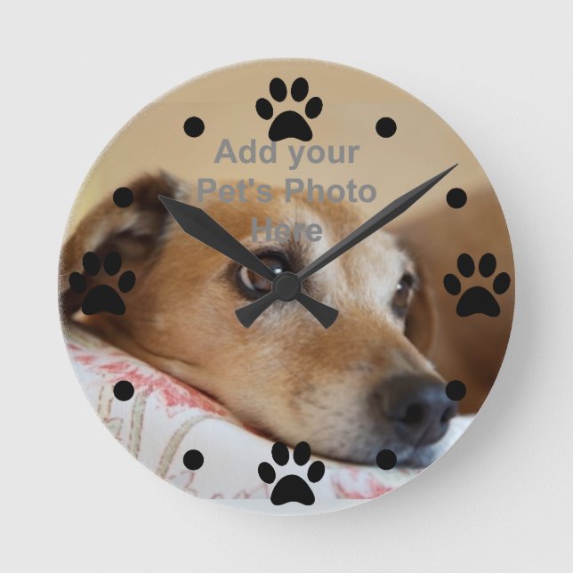 Pet Paw with your pet photo Wall Clock (Front)