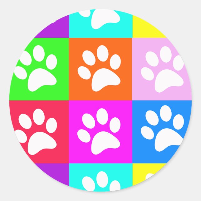 “Pet Paws”  Classic Round Sticker (Front)