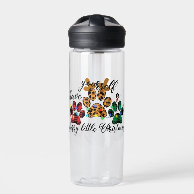 Pet Paws Have Yourself A Furry Little Christmas Water Bottle (Front)