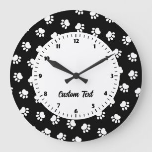 Pet Paws Pattern Large Clock