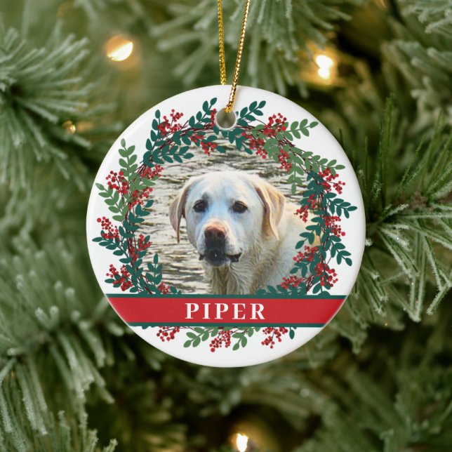 Pet Personalised Photo Christmas Wreath Ceramic Ceramic Tree Decoration (Tree)