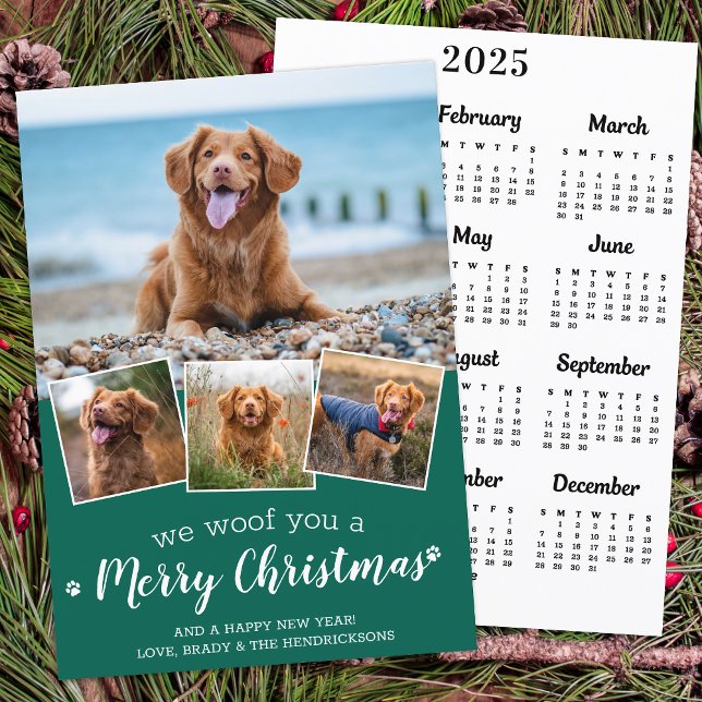 Pet Photo 2025 Calendar Woof You Merry Christmas Holiday Card (Creator Uploaded)