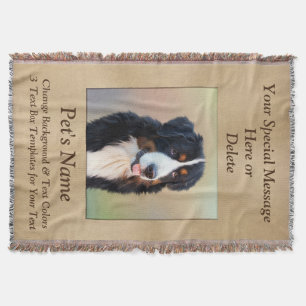 Pet Photo 3 Text Boxes Personalised Throw Blanket