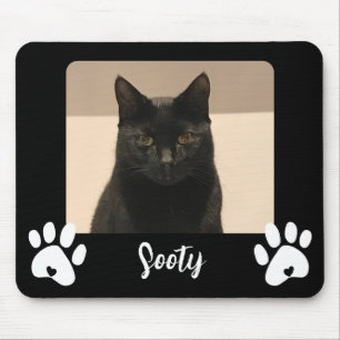 Pet photo and name, paw print mousemat