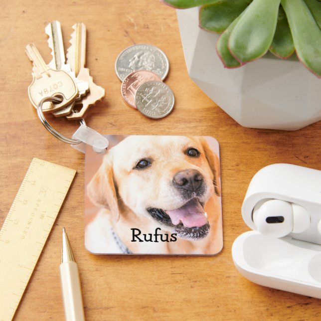 Pet Photo and Name Personalised Key Ring (Desk)