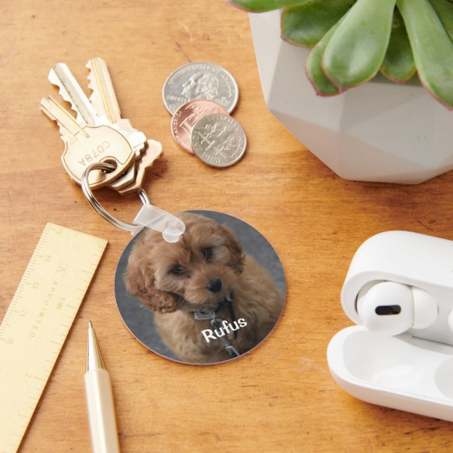 Pet Photo and Name Personalised Key Ring (Desk)