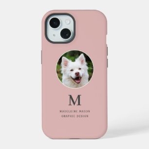 Pet Photo Blush Pink Personalised iPhone 15 Case