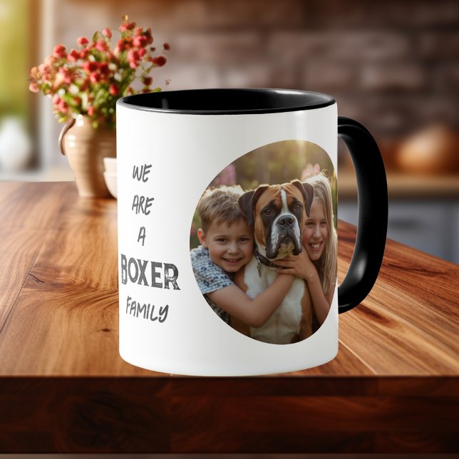 Pet Photo Boxer Family typography Black Personaliz Mug (Personalize Boxer Pet/ Family Photo)