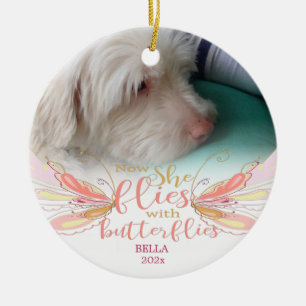 Pet Photo Butterfly Memorial Ceramic Tree Decoration