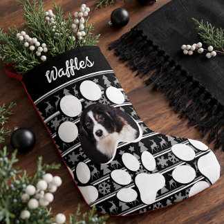 Pet Photo Christmas Keepsake Dog Cat Paw Print Small Christmas Stocking