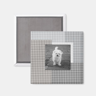Pet PHOTO Classic Gingham Patterns neutral chic Magnet