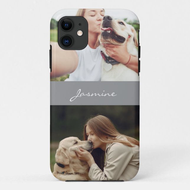 Pet Photo Collage Grey Case-Mate iPhone Case (Back)