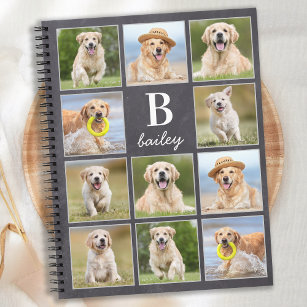 Pet Photo Collage Personalised Monogram Puppy Dog Notebook