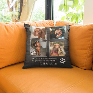 Pet Photo Collage & Sympathy Quote Rustic Dog/Cat Cushion