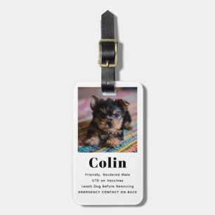 Pet Photo Crate Tag Emergency Contact Information
