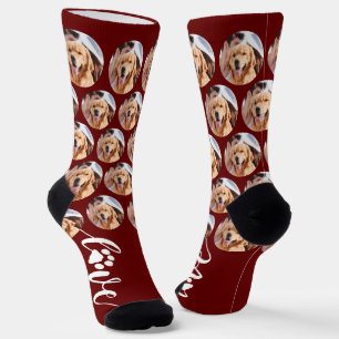 Pet Photo Custom LOVE Fun Paw Print Dog Socks