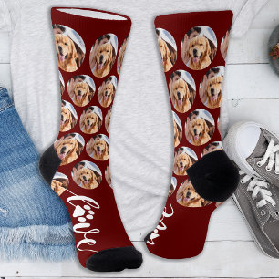 Pet Photo Custom LOVE Fun Paw Print Dog Socks