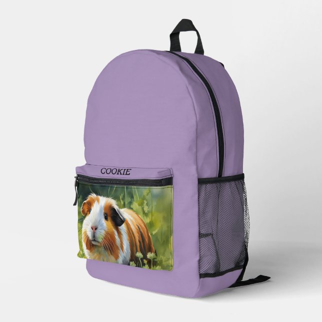 Pet Photo Cute Lilac Printed Backpack (Back Corner Right)