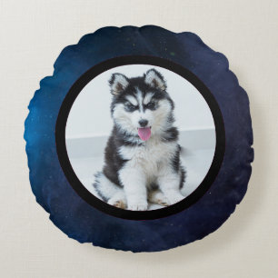 Pet photo - dark blue round cushion