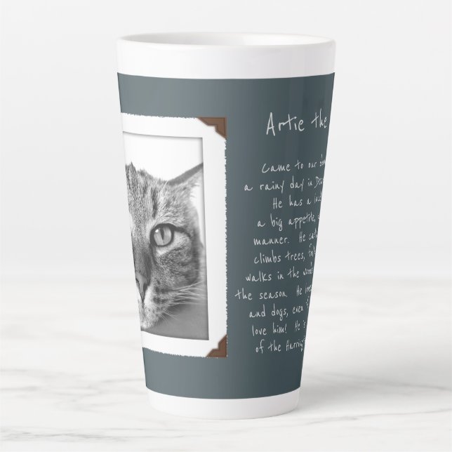 Pet Photo Dedication Memory Wording Latte Mug (Front)