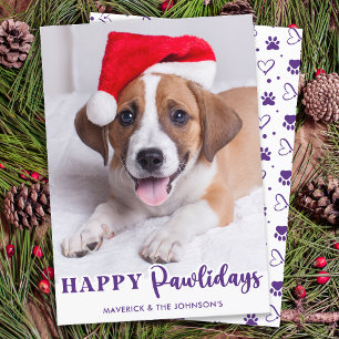 Pet Photo Dog Lover Personalised Happy Pawlidays Holiday Card