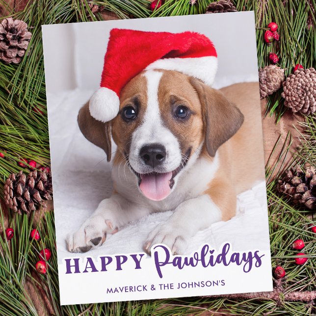 Pet Photo Dog Lover Personalised Happy Pawlidays Holiday Postcard (Creator Uploaded)