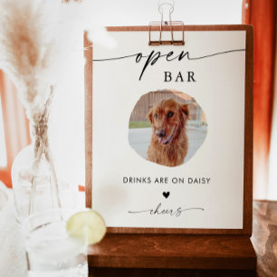 Pet Photo Drink Sign   Wedding Open Bar Sign