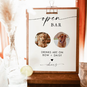 Pet Photo Drink Sign   Wedding Open Bar Sign