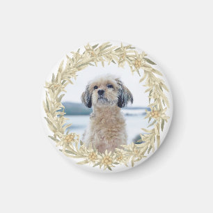 Pet Photo Edelweiss Alpine Floral Wreath  Magnet