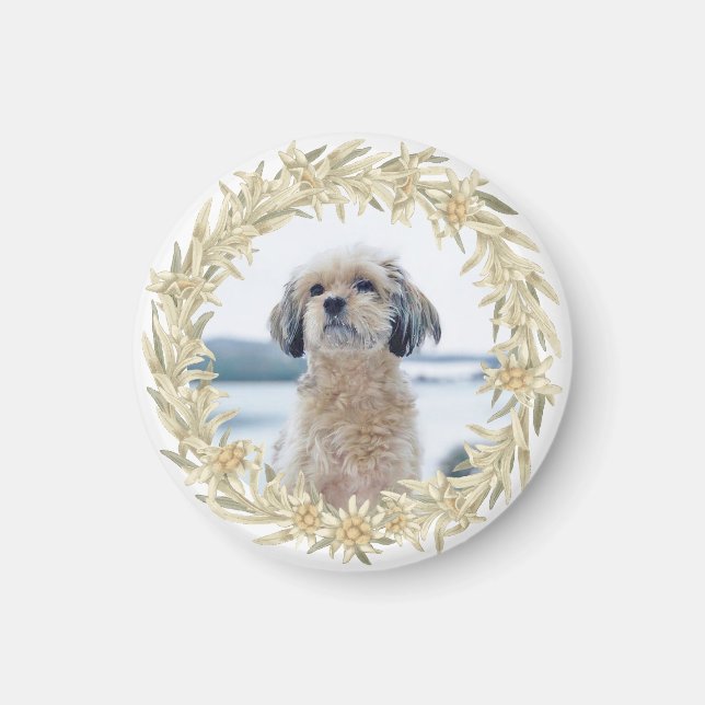 Pet Photo Edelweiss Alpine Floral Wreath  Magnet (Front)