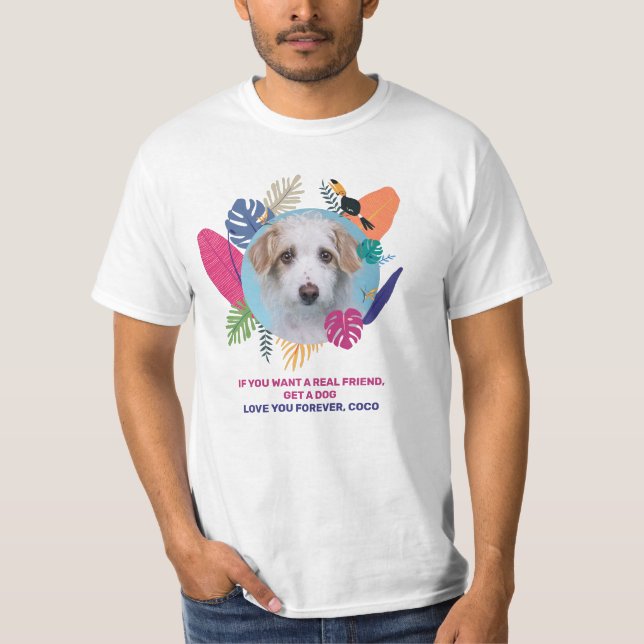 Pet photo, editable summer frame design T-Shirt (Front)