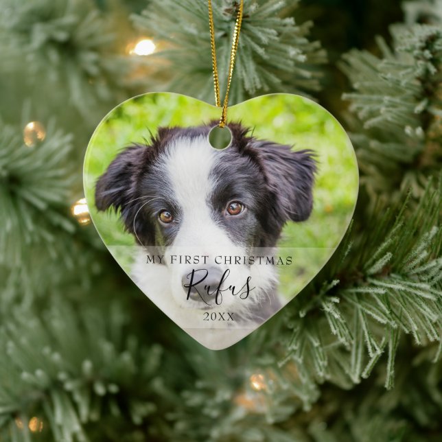 Pet Photo First Christmas Snowflakes Ceramic Tree Decoration (Tree)