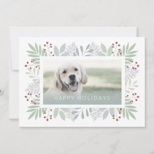Pet Photo Foliage Frame Holiday Card