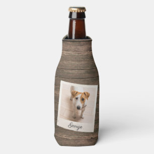 Pet Photo Frame Rustic Wood Personalised Bottle Cooler