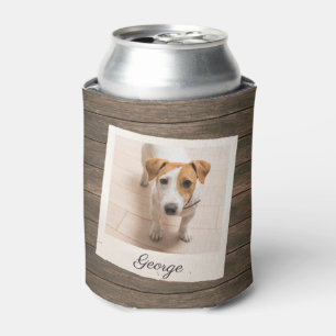Pet Photo Frame Rustic Wood Personalised Can Cooler