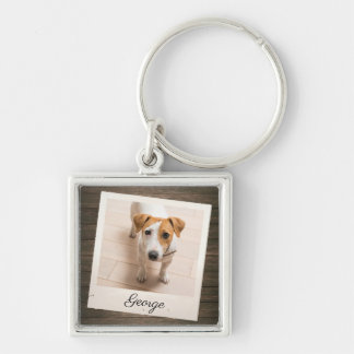 Pet Photo Frame Rustic Wood Personalised Key Ring
