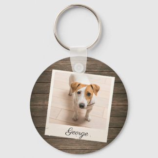 Pet Photo Frame Rustic Wood Personalised Key Ring