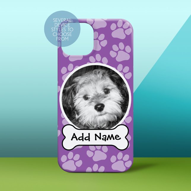 Pet Photo Frame with Paw Prints and Dog Bone Case-Mate iPhone Case (Personalized Phone Case)