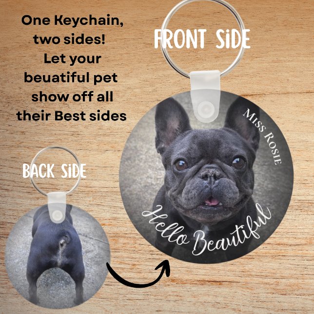 Pet Photo Front and Back Pet Name fun Key Ring (Creator Uploaded)