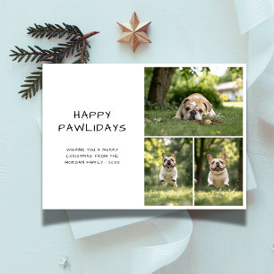 Pet Photo Happy Pawlidays Funny BullDog Christmas  Holiday Card