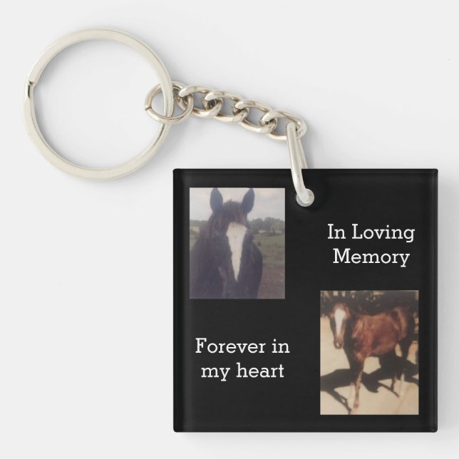 Pet Photo Horse Memorial Keepsake Key Ring (Front)