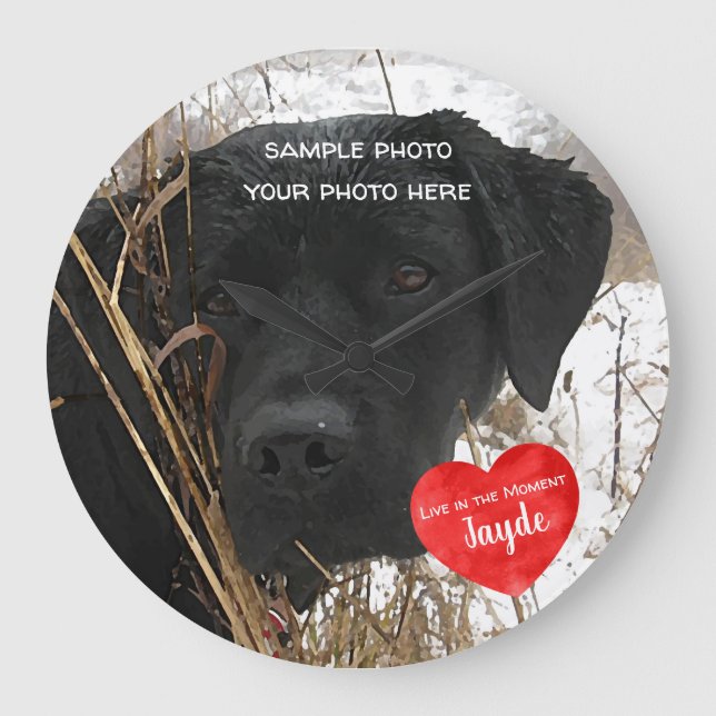 Pet Photo Memorial - Add Your Photo - Dog Photo Large Clock (Front)