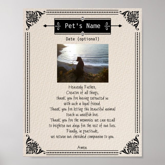 Pet Photo Memorial Dog Prayer - Poster (Front)