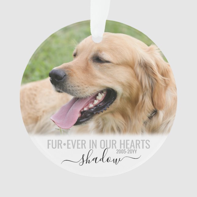 Pet Photo Memorial Forever in our Hearts Ornament (Front)